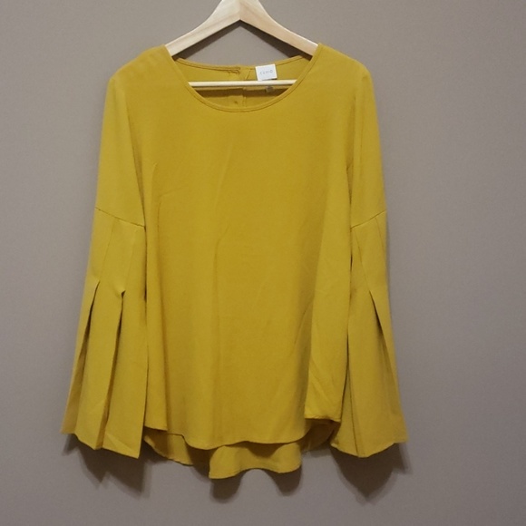 Sz L mustard yellow blouse, long sleeve - Picture 1 of 6